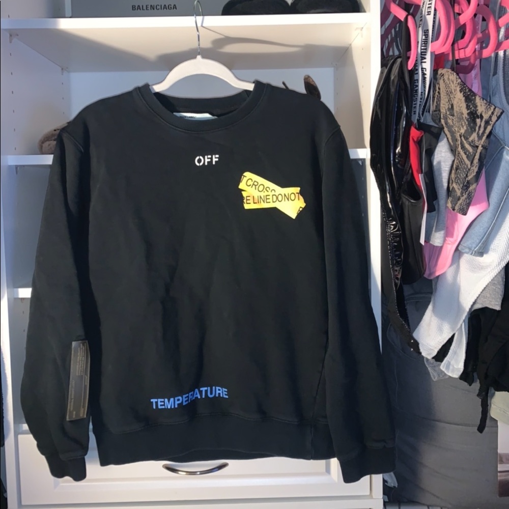 Off White Graphic Crew Neck Pullover - image 1